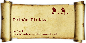 Molnár Mietta névjegykártya